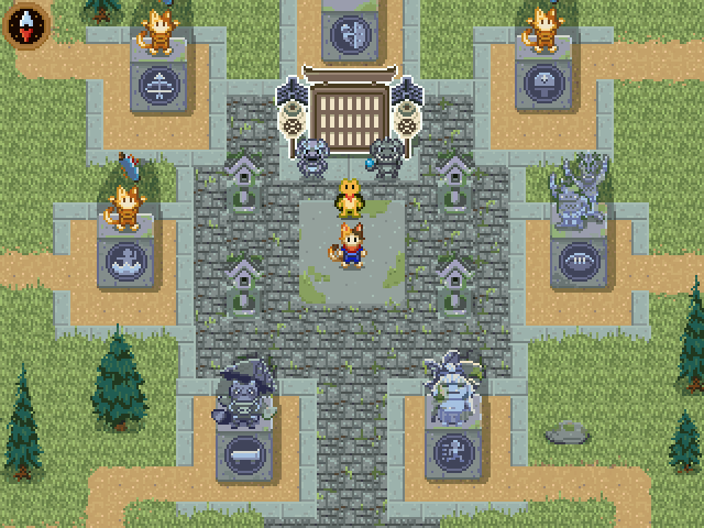 Champion Island: Lucky crossing the island, then the island map