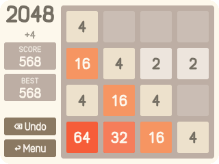 2048: sliding and merging tiles up to 128