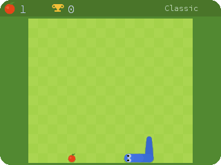 Snake: the snake eats apples and grows
