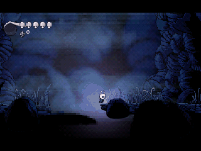 Hollow Knight: the Knight in King's Pass, against the False Knight and Hornet